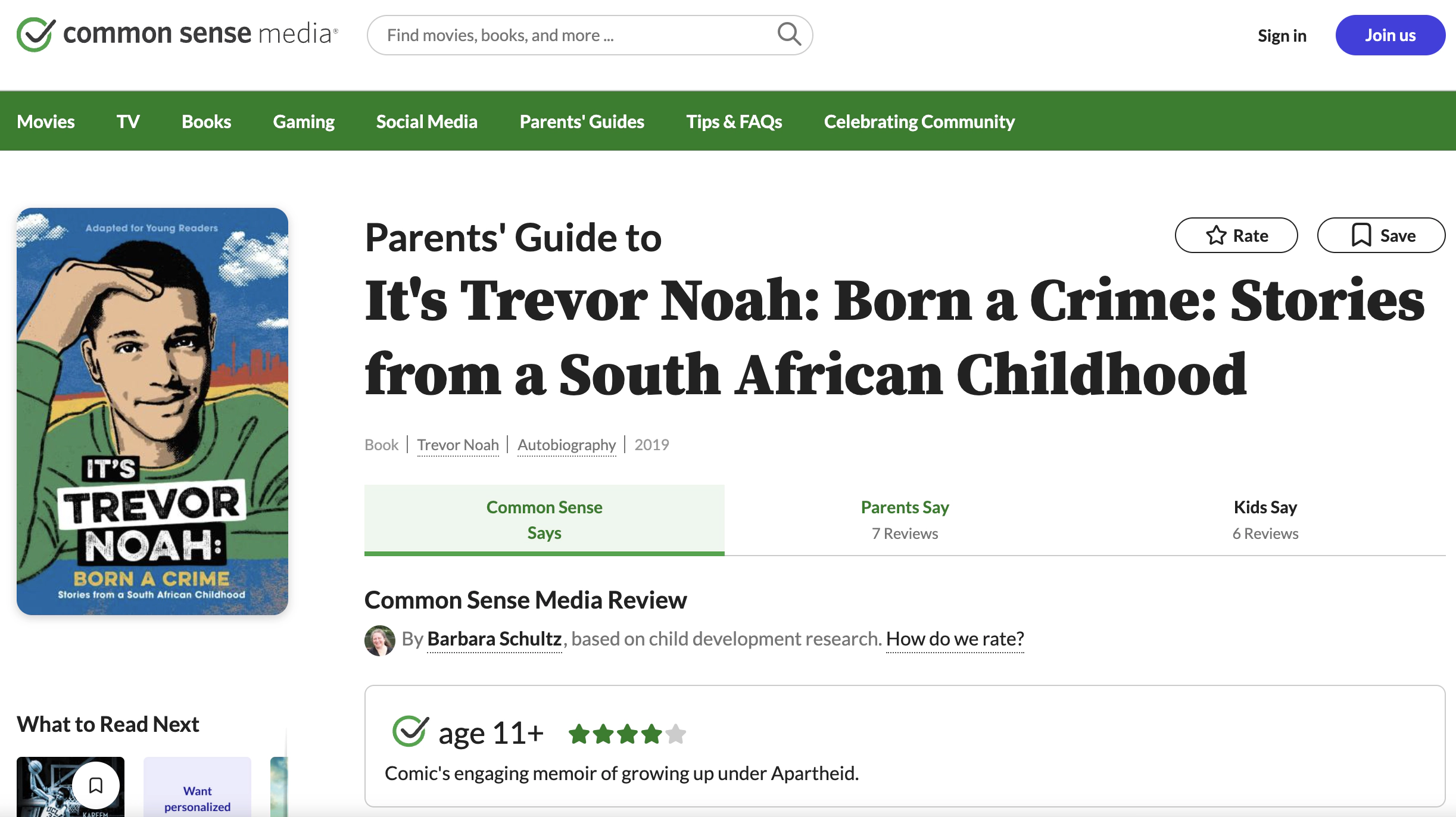 Source: https://www.commonsensemedia.org/book-reviews/its-trevor-noah-born-a-crime-stories-from-a-south-african-childhood